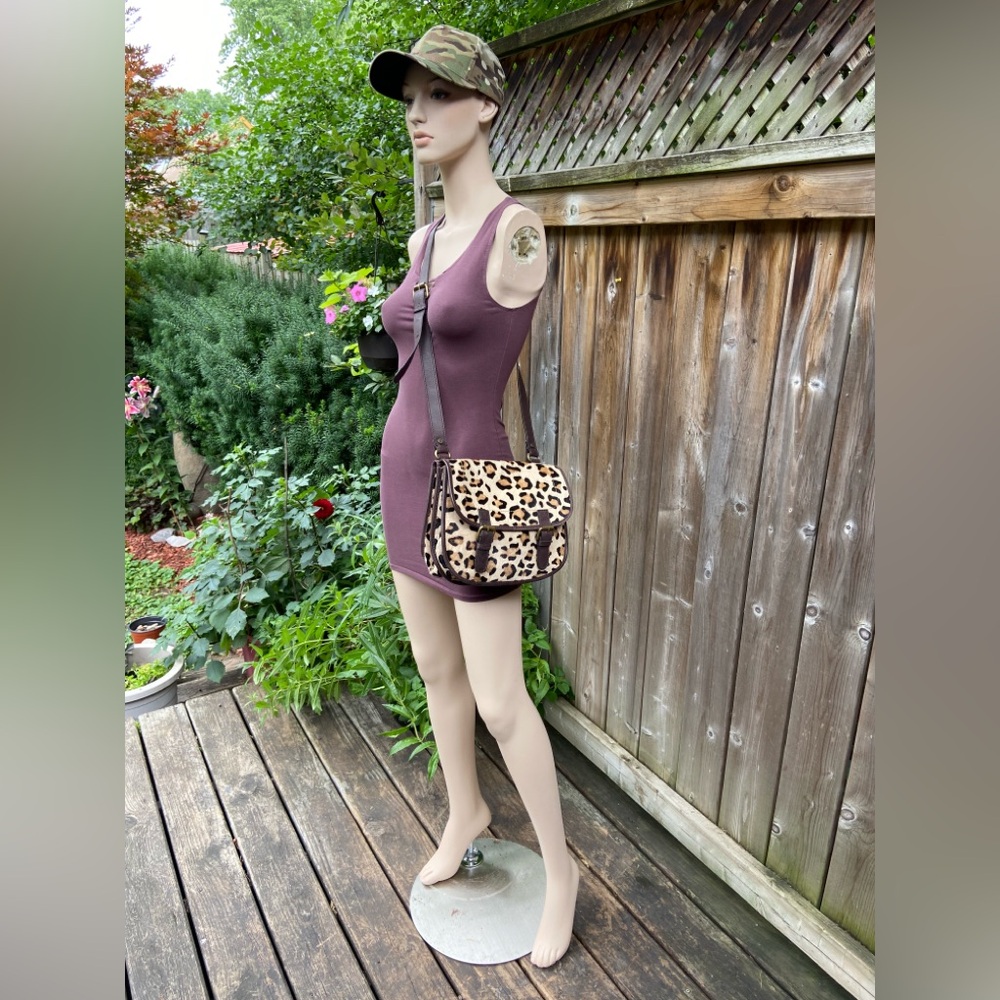 Leopard Print Leather Crossbody Bag